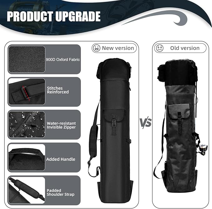 Fishing Pole Bag Rod Case, Folding Fishing Pole Bag Fishing Gear