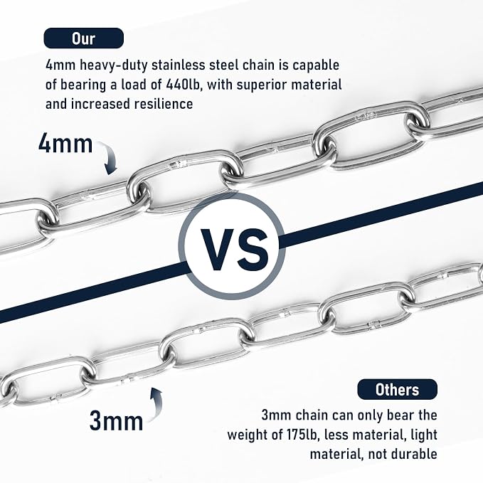 Heavy Duty Chain 440LB 40" Chains for Heavy Bag, Hammock, Swing, Outdoor Indoor Use, Rust-Resistant Secure Hanging