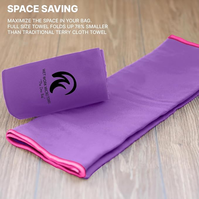 Wet Work 3 Extra Large Bath Towels (60”x36”), Highly Absorbent Microfiber, Quick Dry, Lightweight & Ultrasoft, Perfect for Bath, Beach, Travel, Yoga, Lint Free Microfiber Towels for Body