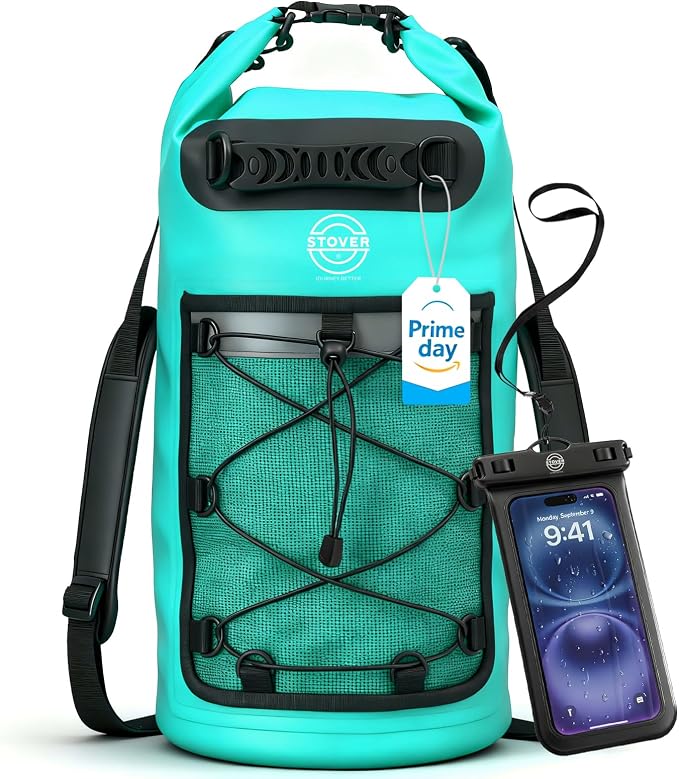 STOVER 5/10/25/30/40/55L Waterproof Dry Bag- Roll-Top Backpack w/Phone Case- Kayaking, Hiking, Camping, Boating- Men/Women
