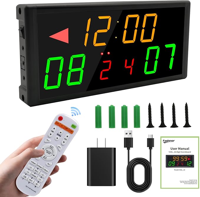 LED Electronic Scoreboard with Power Supply,Score Keeper with Timer Clock,Portable Digital Scoreboard with Remote for Corn Hole,Board Game,Indoor & Outdoor Game