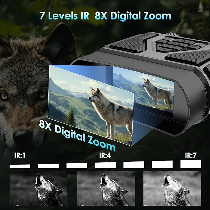 Night Vision Goggles-Digital Night Vision Binoculars with 8X Zoom & 32GB Card, 4000mAh Rechargeable IR Night Vision for Complete Darkness, Camping Gear, Gifts for Men