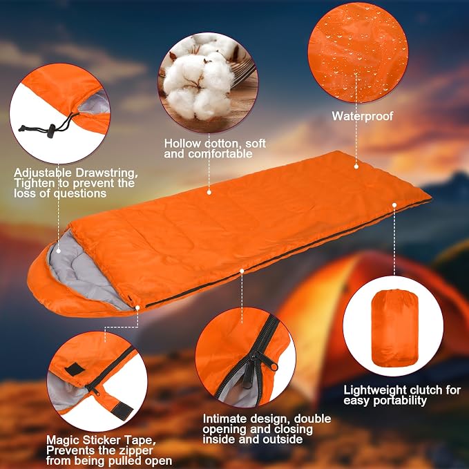 Macarrie 10 Pcs Bulk Sleeping Bags for Adults 0 Degree Waterproof Emergency Sleeping Bags with Compression Sack for Camping Hiking Backpacking Outdoor Activities
