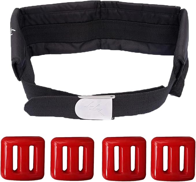 Vinyl Coated Diving Weights-4pcs 1.1-4.4 lbs Dive Weights with 4 Pocket Scuba Weight Belt with Quick Release Buckle,Used for Freediving, Spearfishing & Scuba Diving-Fit for Waist 32" to 52"