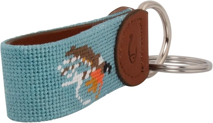 Leather Hand-Stitched Needlepoint Key Fob or Key Chain