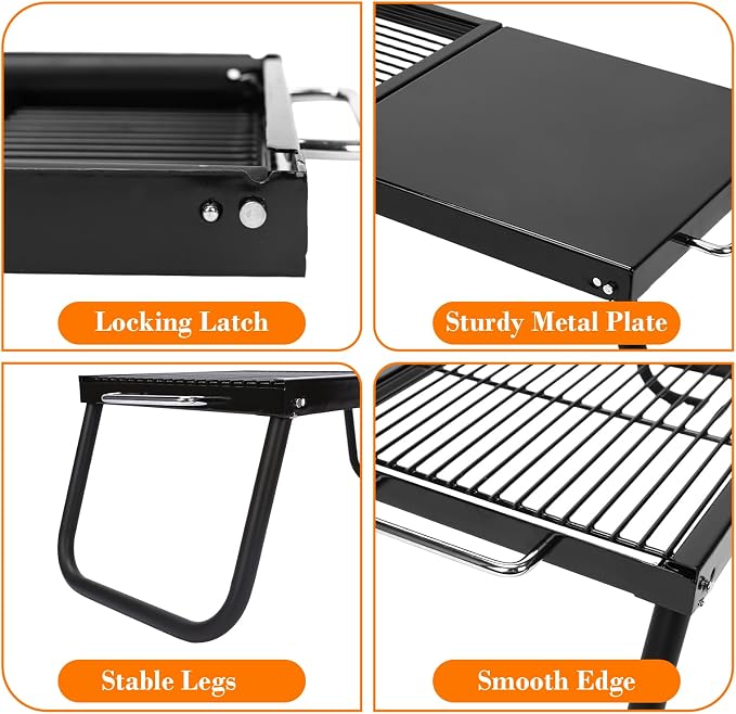 Folding Campfire Grill,Enameled Coating Grate, Heavy Duty Camp Grill Grate, Portable Camping Grates Over Fire Pit, Campfire Grill Cooking Equipment with Carrying Bag for Outdoor Cooking