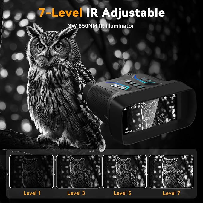 Night Vision Goggles - 4K Night Vision Binoculars for Adults, 4500mAh Rechargeable Infrared Binoculars with 4.5'' Large Screen, 8X Digital Zoom, 32GB TF Card to Save Photos and Videos for Camping