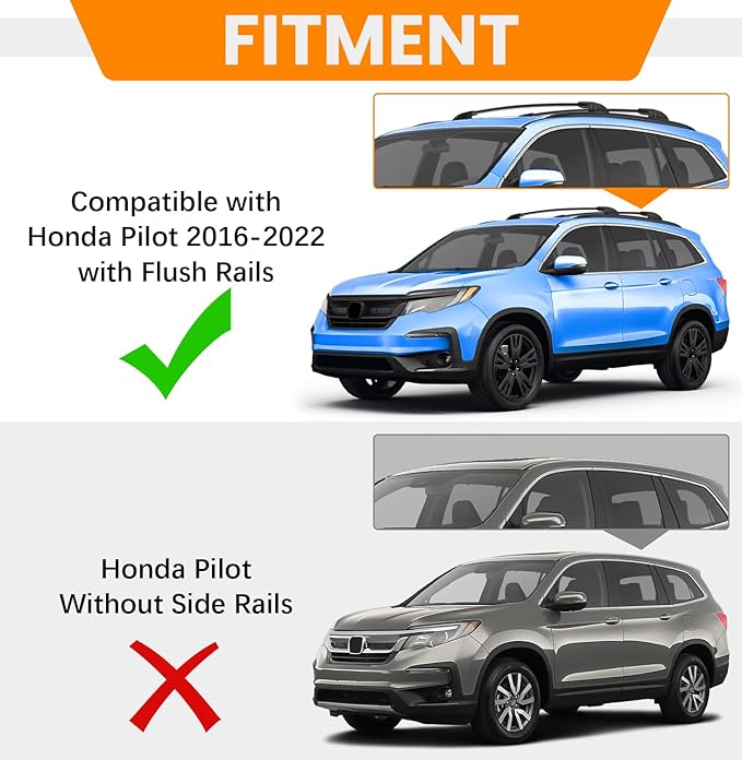 300lbs Roof Rack Cross Bars Compatible with Honda Pilot 2016-2022 with Flush Rails, Aluminum Crossbar with Lock for Rooftop Cargo Carrier Luggage Kayak Canoe Bike Snowboard