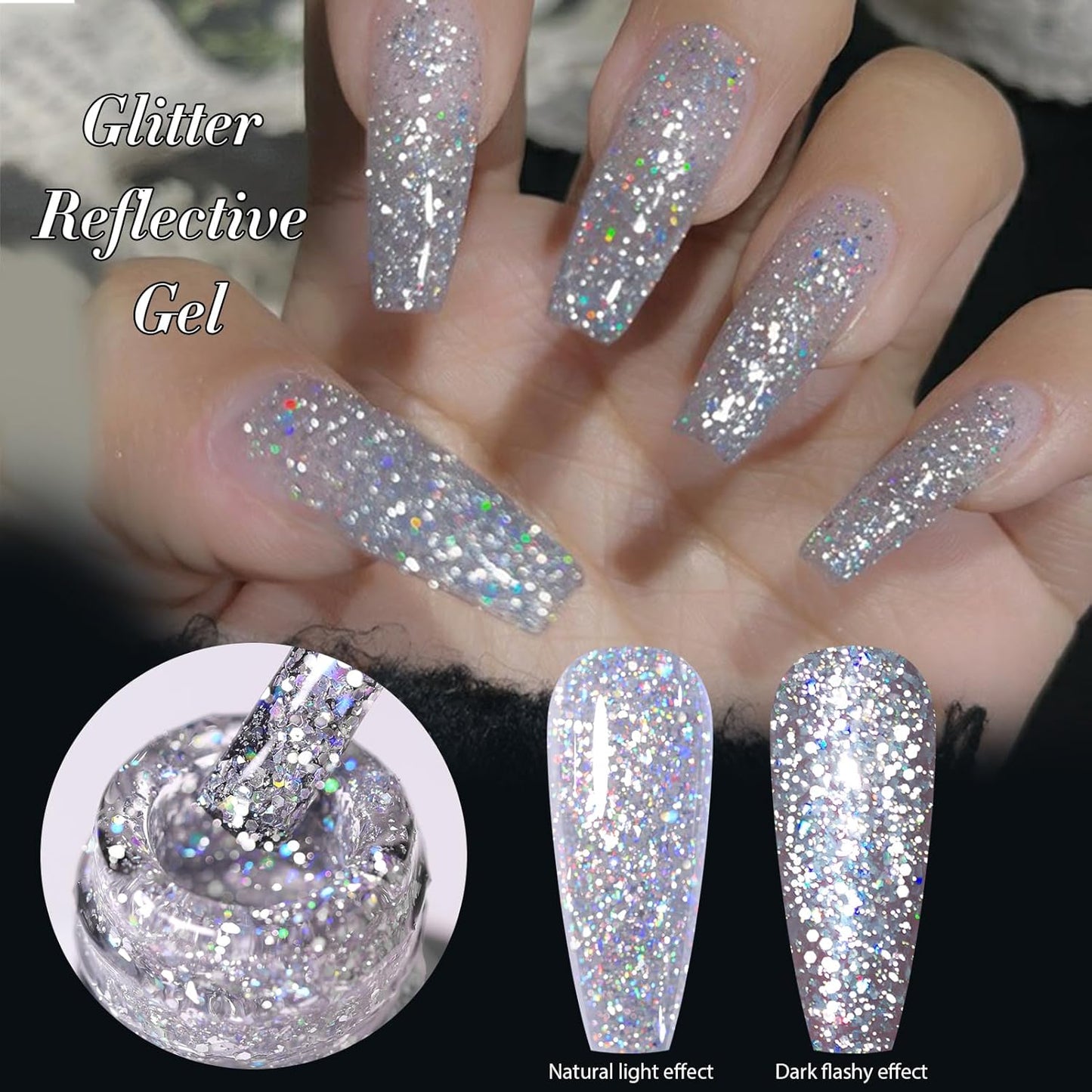 Born Pretty Glitter Gel Nail Polish, 6 Colors, Sparkle, Shiny, Disco Shine, UV Gel Nail Art Varnish, Manicure, DIY