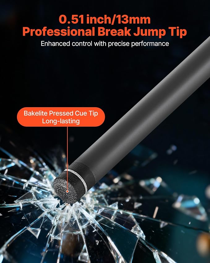 VEVOR Pool Cue, Pool Stick, 58 inch Billiard Pools Cue Stick with Multi-Layer Tip & ABS Connection Ring, Cues Sticks for Professional Pool Table, Bar, Home, Office