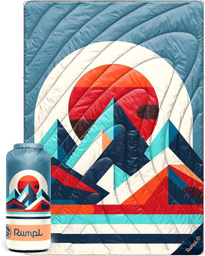 Rumpl Original Puffy 1-Person Blanket for Camping and Outdoors, Radiant Peak Eclipse
