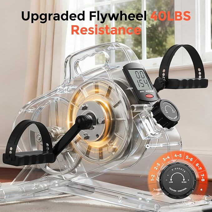YOSUDA Under Desk Bike with 16-Level Magnetic Resistance, Mini Exercise Bike with Bluetooth App, Pedal Exerciser While Sitting for Office Workers & Seniors, for Home Exercise & Recovery