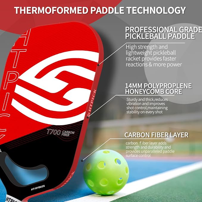 Pickleball Paddles | T700 Carbon Fiber Pickleball Paddle with Aero Throat | Hot-Press Moulding | 16mm Polymer Core | Specifically Engineered for Swing Speed and Manoeuvrability