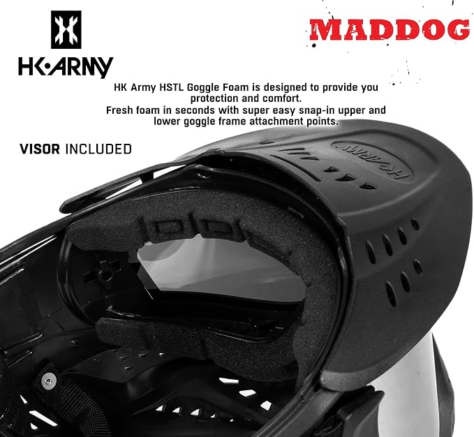 Maddog HK Army HSTL Paintball Airsoft Mask Goggle System | Replaceable Thermal Dual-Pane Anti Fog Lens | Adjustable Full-Face Safety Certified Protection