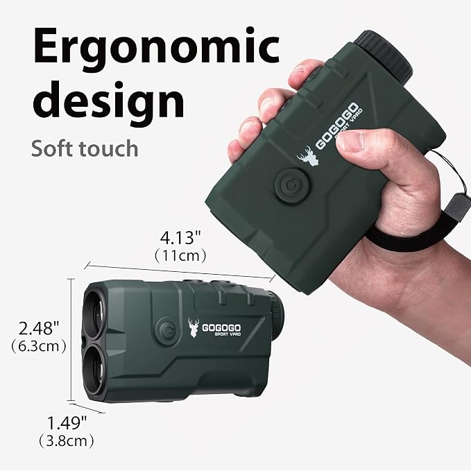 Gogogo Sport Vpro Green Hunting Rangefinder -1200 Yards Laser Range Finder for Hunting and Golf with Speed, Slope, Scan and Normal Measurements, Rechargeable