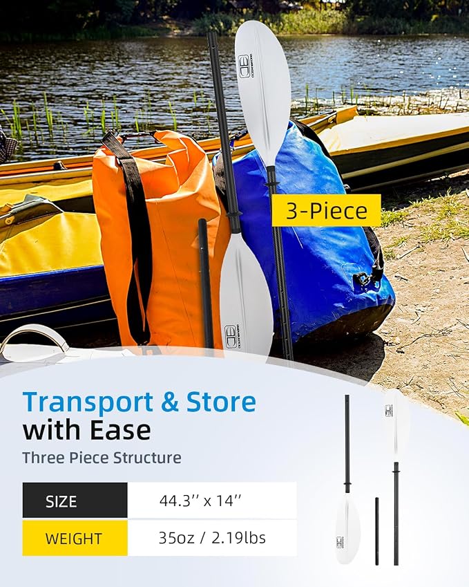 OCEANBROAD Adjustable Carbon Fiber Kayak Paddle 86in/220cm to 94in/240cm Kayaking Oar for Adults with Paddle Leash 1 Paddle