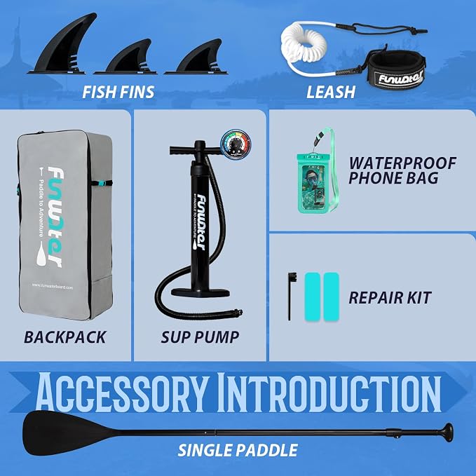 FunWater Inflatable Stand Up Paddle Board with Premium SUP Paddleboard Accessories, Anti-Slip EVA Deck, 11'6''/11'/10'6'' Paddle Boards for Adults & Youth of All Skill Levels
