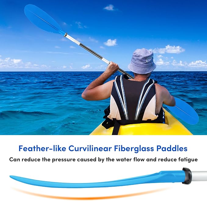 Kayak Paddles Adjustable 88in 4 Piece Kayak Oars Boat Paddles for Adults with Paddle Leash, Canoe Paddles for Kayaking Rafting Jet Ski Canoe Outdoor Kayak Water Sports and Safety Boat Accessories