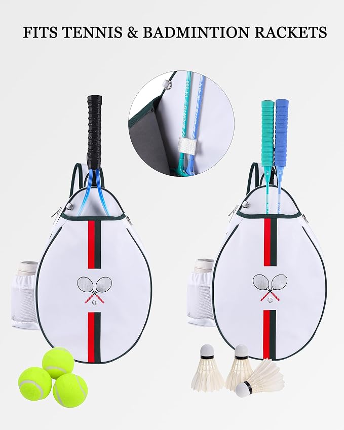 Rejolly Tennis Racket Sling Bag for Women Men Quilted Water Resistant Racquet Cover One Shoulder Crossbody Bag for 2 Tennis Rackets, Pickleball Paddles, Badminton Racquet