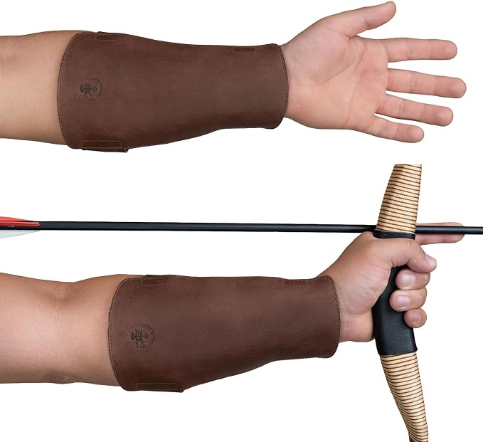 Archery Arm Guard, Forearm Protector, Adjustable Straps, Archer Essentials, Shooting Practice, Larping, Full Grain Leather, Handmade, Bourbon Brown
