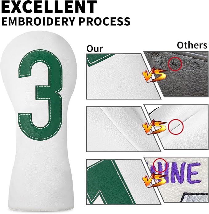 Premium Golf Head Covers - Golf Driver Head Covers, Protects Against Scratches and Damage, Specifically Designed for Fairway Woods.