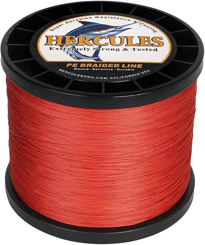 HERCULES Cost-Effective Super Cast 8 Strands Braided Fishing Line 10LB to 300LB Test for Salt-Water,109/328/547/1094 Yards(100M/300M/500M/1000M),Diam.#0.12MM-1.2MM,Hi-Grade Performance,Variety Colors