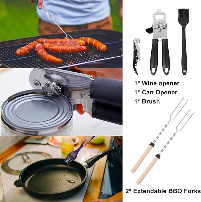 35-Piece Camping Kitchen Utensil Set – Portable Outdoor Cooking Utensils for Camping, RV, Backpacking & BBQ | Complete Camp Kitchen Gear Set with Carry Bag, Grilling Tools & Cooking Accessories