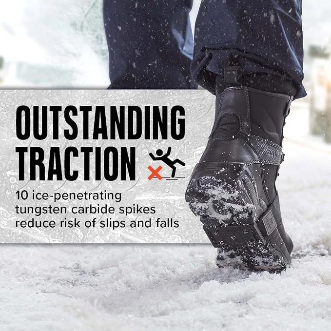 K1 Mid-Sole Ice Cleats for Men & Women - Rotatable Traction Aids For Winter Snow - Low Profile - Black