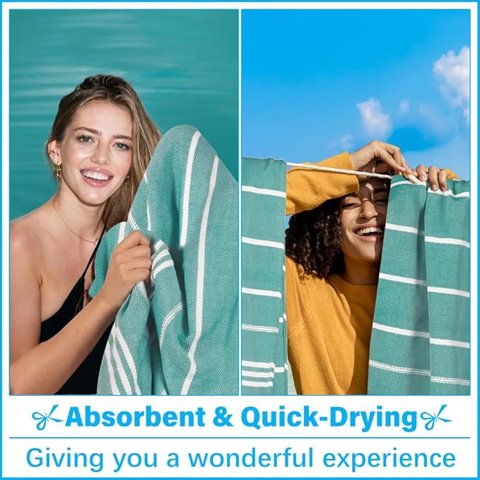 Oversized Turkish Beach Towel Blanket XXL Cotton Sandproof Towels Boho Woven Extra Large Big Sand Free Giant Throw Blankets Huge Quilt XL Picnic Camping Necessities Cloud For Adult Gifts Teal