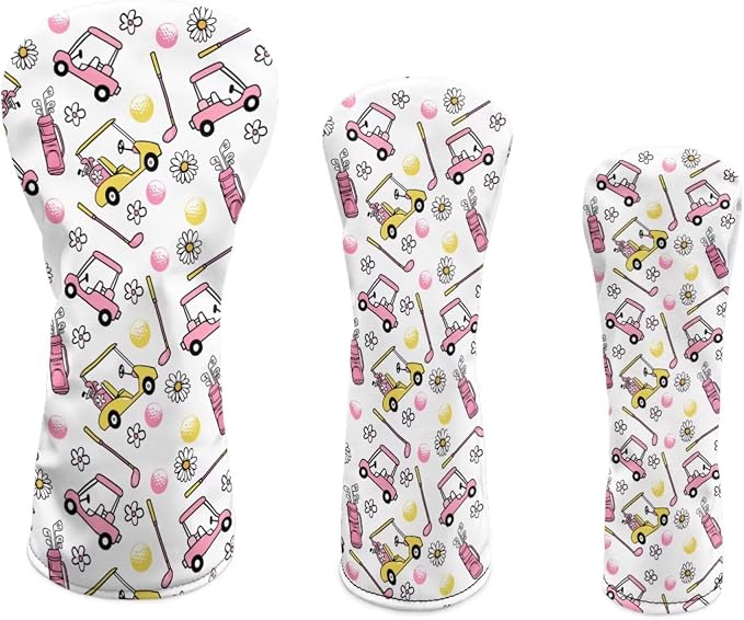 Rnyleeg Golf Club Head Covers for Women Driver Head Cover Leather Fairway Wood Headcover Hybrid Headcovers for Golf Clubs