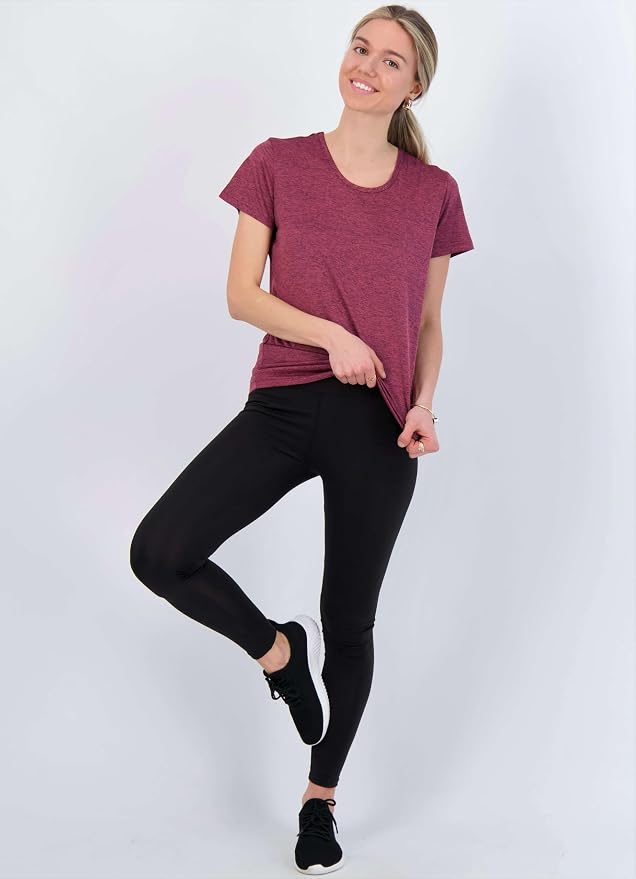 Real Essentials 5 Pack: Women's Short Sleeve T-Shirts Workout Tops Fitness Pilates Gym Activewear Athletic (Plus Available)