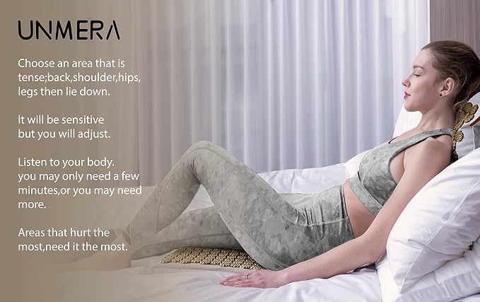 UNMERA Acupressure Mat and Pillow Set,Natural Premium Linen & Coconut Fiber Filling,for Back/Neck Pain Relief, Sciatic, Headache and Muscle Relaxation, Comes with Carrying Bag
