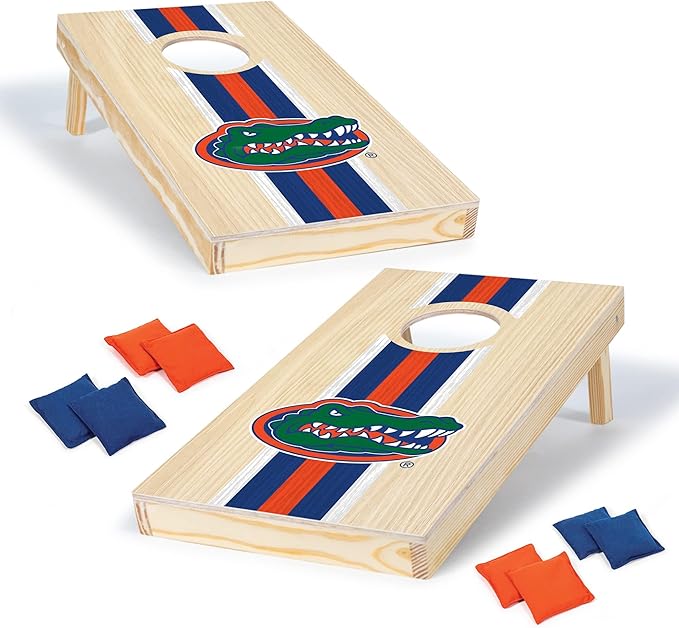 Wild Sports College Portable Size 1' x 2' Solid Wood Cornhole Set with Direct Print HD Team Graphics – Travel Size