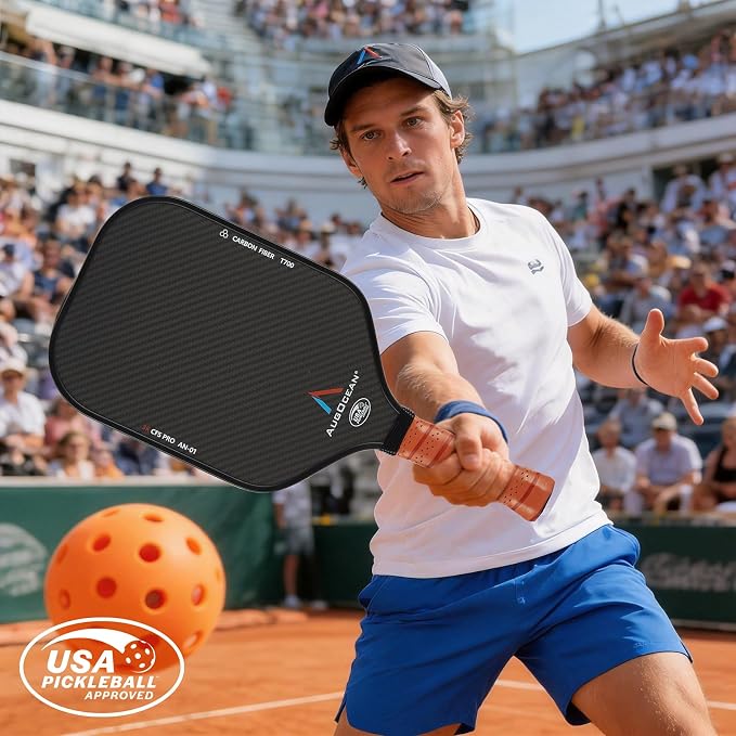 Pickleball Paddle,Pickleball Paddles-3K Raw Carbon Fiber Pickle Ball Paddle Surface with Great Grit & Spin,T700 Pickleball Racket with Excellent Power,Control and Balance,USAPA Approved