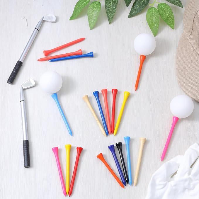 500 Pieces Color Golf Tees Wood Golf Tees Bulk 3-1/4 Inch Unbreakable Long Colored Tall Golfs Tee for Men Women Kids Balls Game