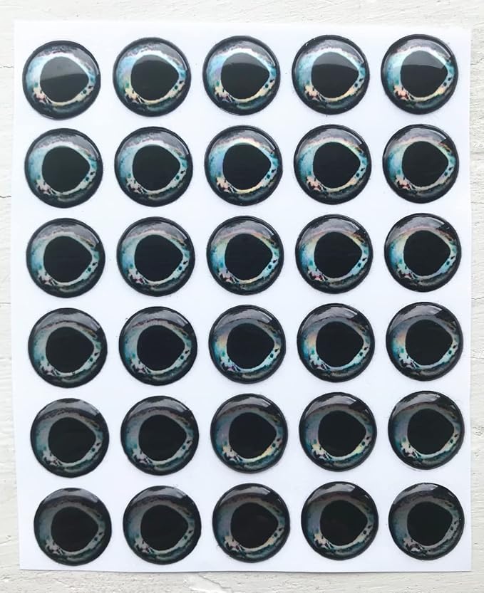 Brule 3-D Holographic Epoxy Fish Eyes (5mm-20mm) 60 Pack, Handpoured, Fishing Fly Tying Lures DIY Crafts