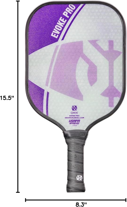 Onix Evoke Pro Composite Face Incredible Touch Maximum Control and Spin Pickleball Paddle – Polypropylene Honeycomb Core with Protective Edge Guard Widebody Shape