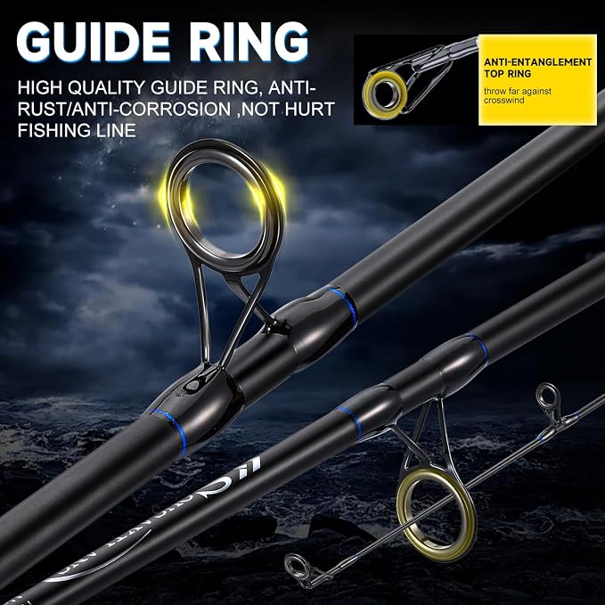 Sougayilang Spinning Reel and 2-Piece Fishing Rod Combo, Durable Graphite & Fiberglass Rod, Split-Grip Cork Handle,Right/Left Handle Position