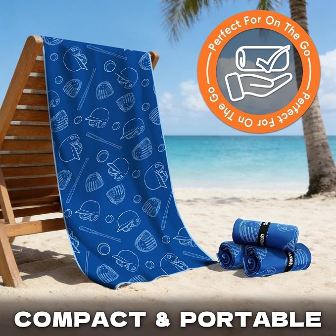 Microfiber Sweat Towel Quick Dry Lightweight Absorbent 2 Pack,Fast Drying 30‘’ X 60‘’ Negative Ions Odorless Gym Towels for Men & Women Yoga Gym Travel Outdoor Camping Beach (Marine Blue Hat)