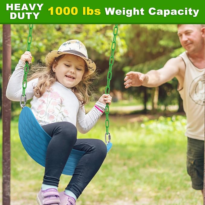2Pcs 60" Swing Chain with Carabiners 1000 LBs Capacity Hanging Chains with Hooks Heavy Duty Porch Swing Chains Green Coated Chain for Hammock Chairs, Tree Swing, Hanging Chair, Punching Bags