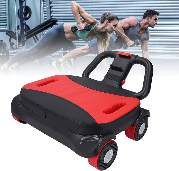 Wheel 4 Wheel Automatic Rebound Abs Workout Equipment with Elbow Support for Core Strength Training Home Gym Exercise 16x8.5x17 Inch