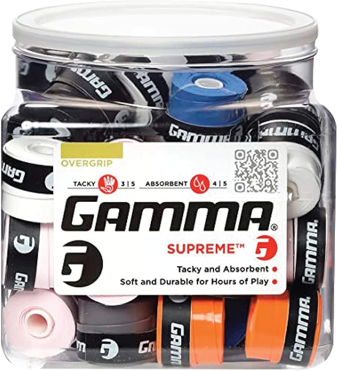 Gamma Sports Supreme Overgrip for Tennis, Pickleball, Squash, Badminton, and Racquetball Racquets, Multiple Pack Sizes and Colors