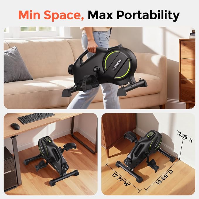 YOSUDA Under Desk Bike with 16-Level Magnetic Resistance, Mini Exercise Bike with Bluetooth App, Pedal Exerciser While Sitting for Office Workers & Seniors, for Home Exercise & Recovery