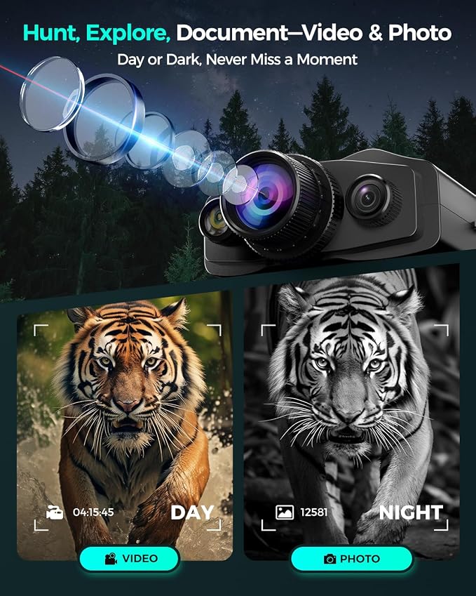 4K Night Vision Goggles for Adults, 3.99" HD Screen, 10000mAh Rechargeable Night Vision Binoculars with 64GB TF Card for Hunting Camping Surveillance