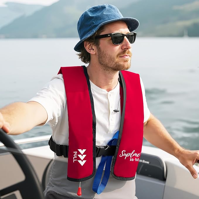 Adult Inflatable Life Jacket/Kayak Buoyancy Vest | Fishing Sailboat PFD Thin Weight Suitable for up to 330 pounds