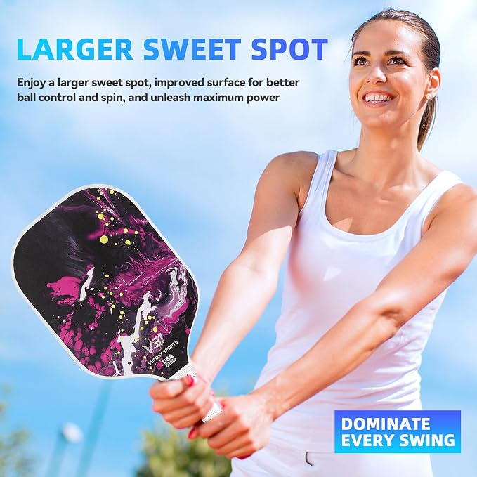 Pickleball Paddles Set of 2/4, USAPA Approved Carbon Fiber Surface Pickle Ball Set - 14mm PP Honeycomb Core of Lightweight Pickleball Rackets -Suitable for Beginners' Training and Game（Blue）