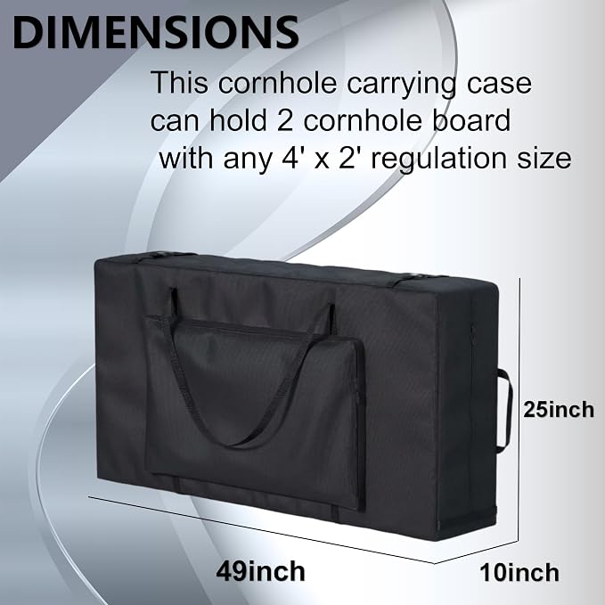 Cornhole Carrying Case Fits 4' x 2' Regulation Size Board,with Bean Bag Storage,600DHeavy-Duty Waterproof Cornhole Boards Bag