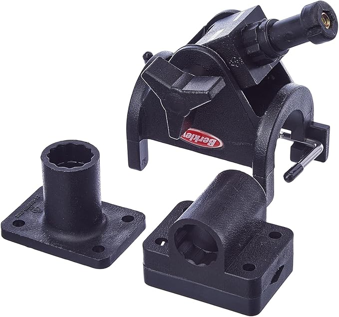 Berkley Quick-Set Boat Rod Holder, Sturdy Polypropylene Construction, Mountable with Locking Mechanism, Fits Easily on the Side or Top of the Gunwale or Other Boat Railings Black
