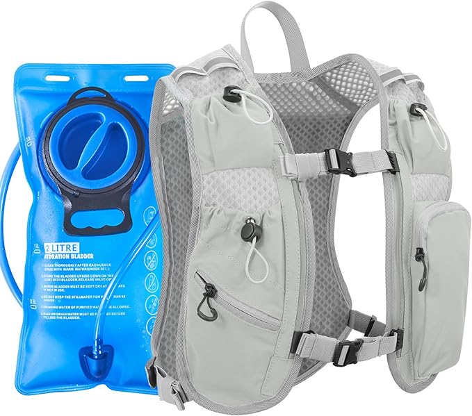 Running Vest for Women and Men, Hydration Running Backpack, Runners Vest, Hydration Vest, with Front Phone Holder, Adjustable Chest and Waist Strap