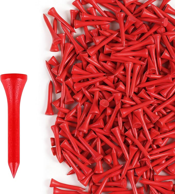 FINGER TEN Short Golf Tees 1 1/2 Inch Wood for Par 3 & Iron Shots Bulk 250/500 Pack, Bamboo Tee for Stable Low-Tee Height in Natural, Red, and USA Flag